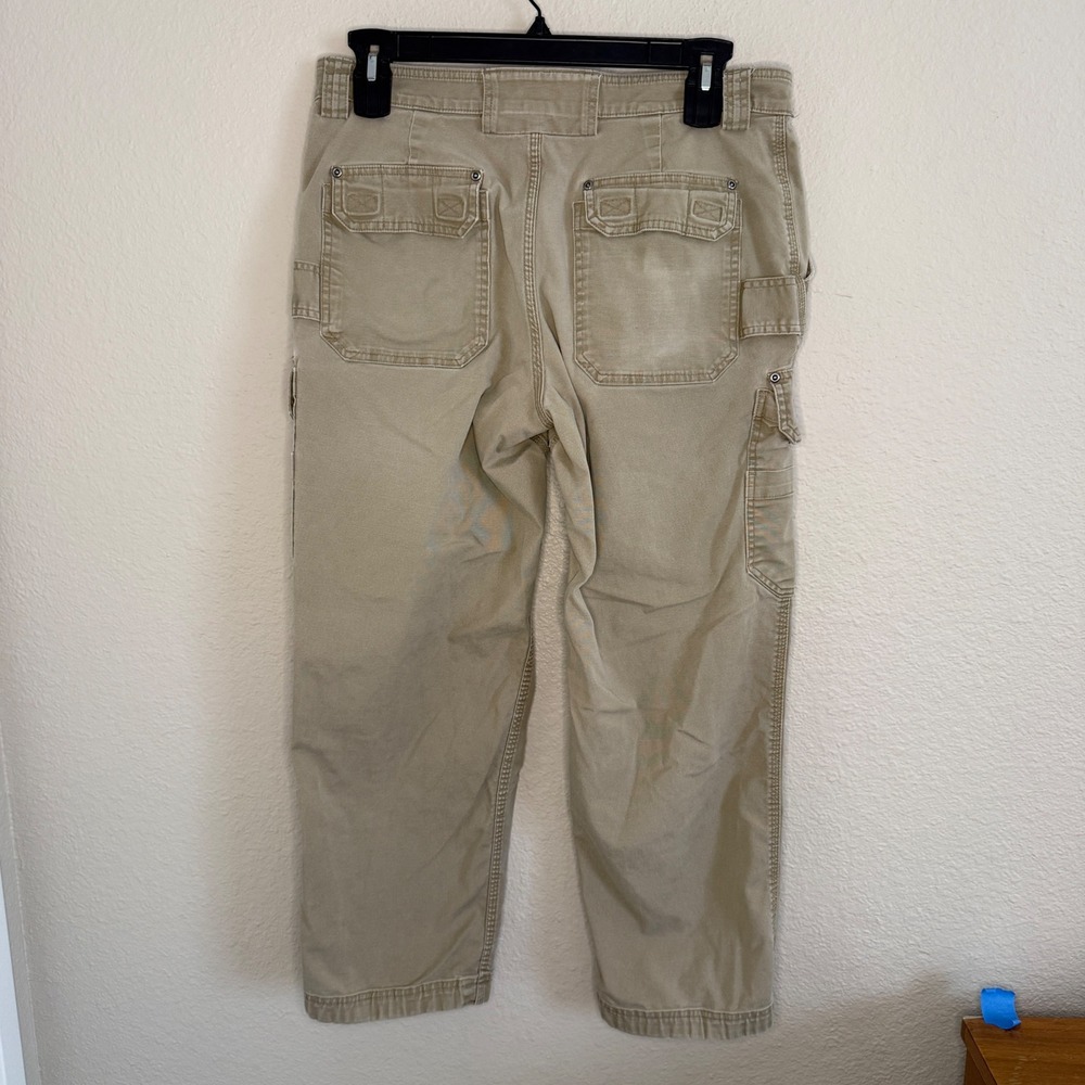 Duluth Mens 35x27* Flex Fire Hose Cargo Pants Workwear Khaki Utility Rugged - Picture 2 of 8